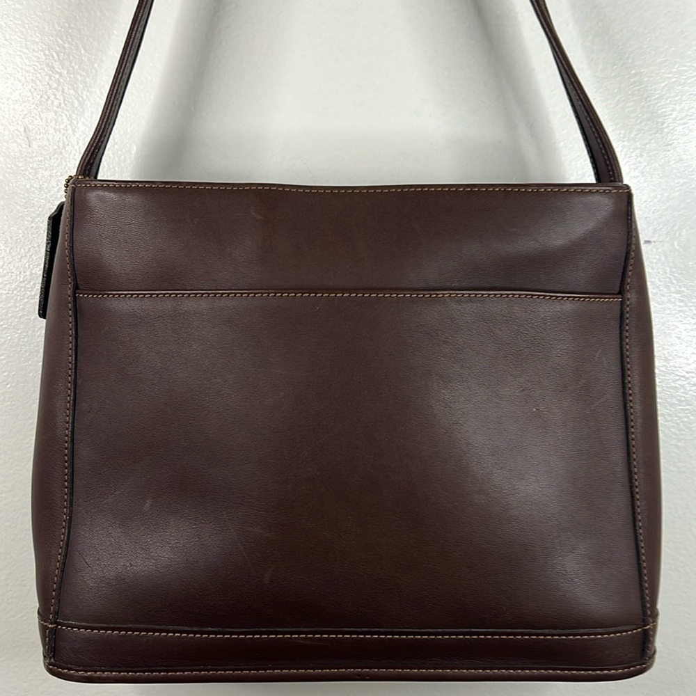 Vintage Coach Legacy Brown Leather Zip‑Top Shoulder Bag Clean Classic Design - Picture 2 of 7